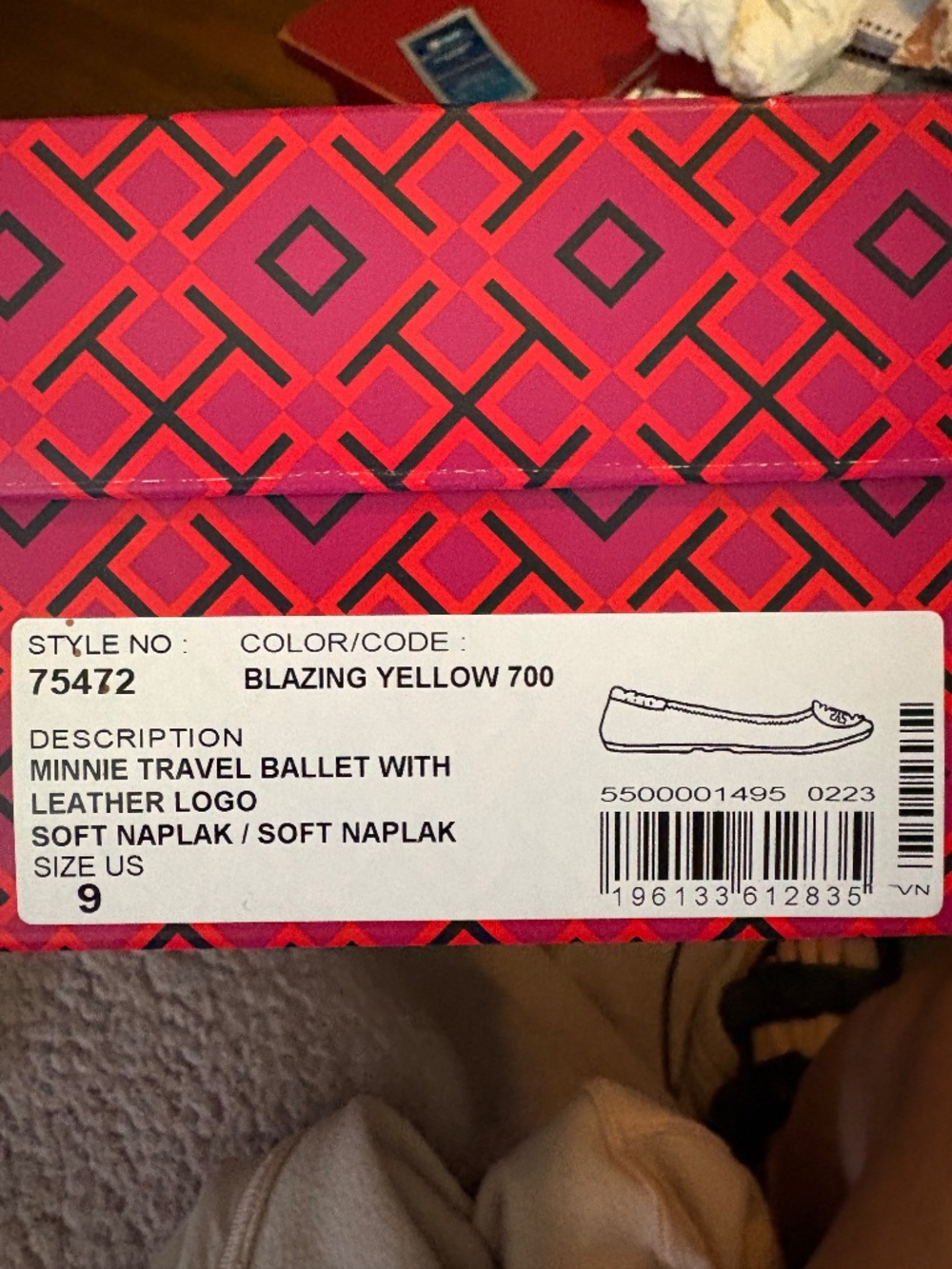 Tory Burch Minnie flats NIB Blazing Yellow - Picture 2 of 2